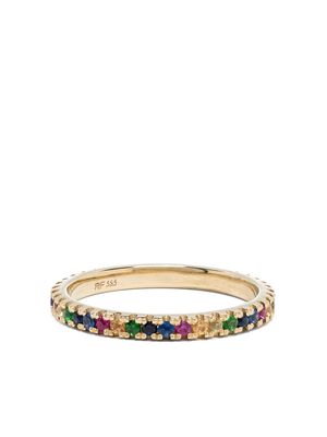 Roxanne First 14kt yellow gold Rainbow sapphire eternity band ring