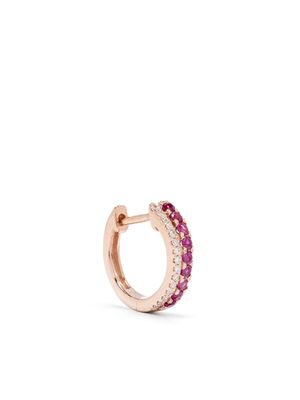 Roxanne First 14kt yellow gold Row pink-sapphires and diamonds single earring