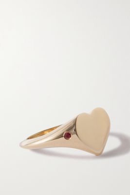 Roxanne First - Heart 14-karat Gold Sapphire Signet Ring - H