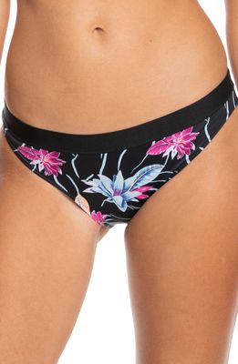 Roxy Active Bikini Bottoms in Anthracite Floral Flow
