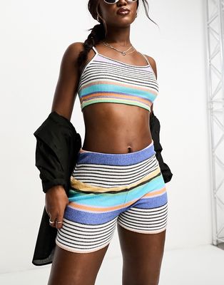 Roxy Anthracite Good Vibration Best Time Of Day knit short in stripe - part of a set-Multi
