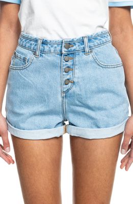 Roxy Authentic High Waist Denim Shorts in Light Blue