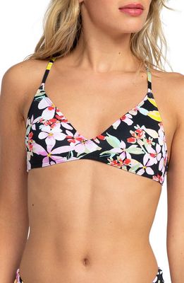 Roxy Beach Classics Crisscross Strap Bikini Top in Anthracite New Life