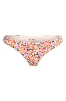 Roxy Beach Classics Floral Tanga Bikini Bottoms in Pastel Rose Swept Up Floral