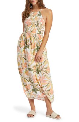 Roxy Bungalow Floral Smocked Maxi Dress in Snow White Subtly Sa