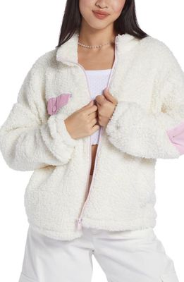 Roxy Chloe Kim Pop Snow Recycled Polyester Fleece Jacket in Vanilla Ice