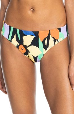 Roxy Color Jam Hipster Bikini Bottoms in Anthracite Flower Ja