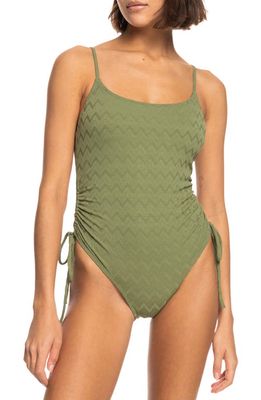Roxy Current Coolness Cinched One-Piece Swimsuit in Loden Green