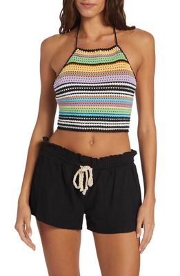 Roxy Daydreamer Crochet Cotton Halter Top in Anthracite Good Vibrations