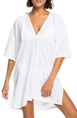 Roxy Easy Love Hooded Terry Cloth Cover-Up Tunic in Bright White