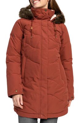 Roxy Ellie WarmLink Durable Water Repellent Coat with Faux Fur Trim in Smoked Paprika