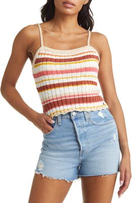 Roxy Favorite Tune Cotton Sweater Camisole in Baked Clay Candy Stripe