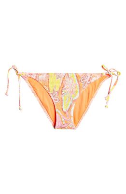 Roxy Floradelic Smocked Side Tie Bikini Bottoms in Mock Orange Roxy Del