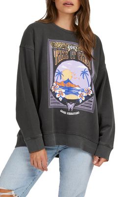 Roxy Into the Night Oversize Graphic Sweatshirt in Anthracite