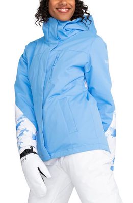 Roxy Jetty Block Durable Water Repellent Hooded Technical Snow Jacket in Clouds