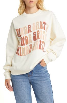 Roxy Kinda Salty Oversize Crewneck Graphic Sweatshirt in Egret