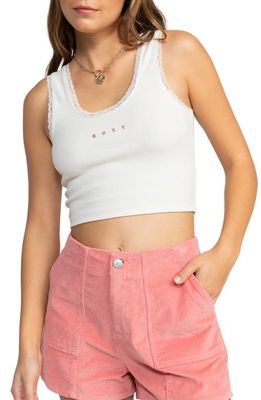 Roxy Lace Crop Tank Top in Egret 