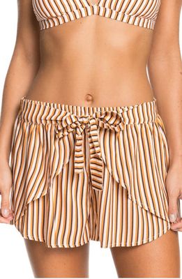 Roxy Lemon Chill Stripe Cover-Up Shorts in Golden Stripes