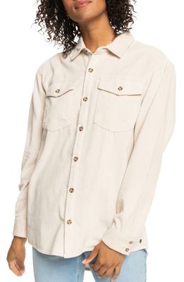 Roxy Let It Go Cotton Corduroy Button-Up Shirt in Tapioca