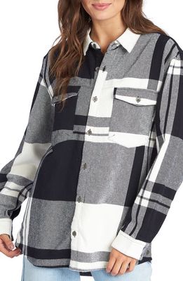 Roxy Let It Go Relaxed Fit Cotton Flannel Shirt in Anthracite Checkin In