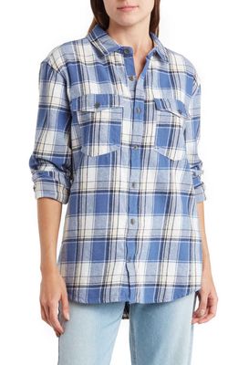 Roxy Let It Go Relaxed Fit Cotton Flannel Shirt in Bijou Blue Forrest