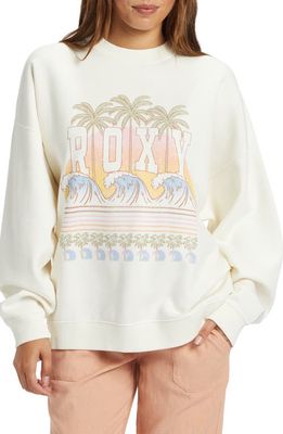 Roxy Lineup Oversize Graphic Sweatshirt in Egret