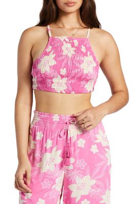 Roxy Live Free Smocked Crop Camisole in Shocking Pink