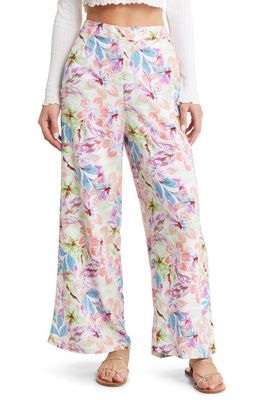 Roxy Midnight Avenue Floral Wide Leg Pants in Snow White Pualani C