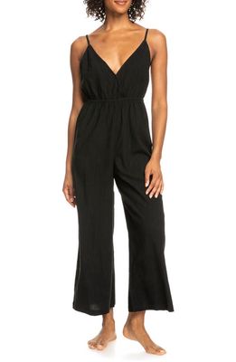 Roxy Never Ending Summer Cotton Blend Cover-Up Jumpsuit in Anthracite