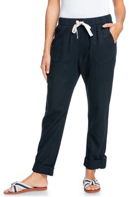 Roxy On The Seashore Linen Blend Pants in Anthracite