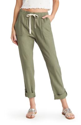 Roxy On The Seashore Linen Blend Pants in Deep Lichen Green