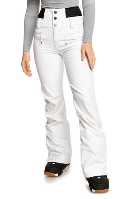 Roxy Rising High Waterproof Shell Snow Pants in Bright White