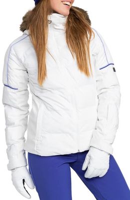 Roxy Snowblizzard Snow Jacket with Removable Faux Fur Trim & Hood in Bright White