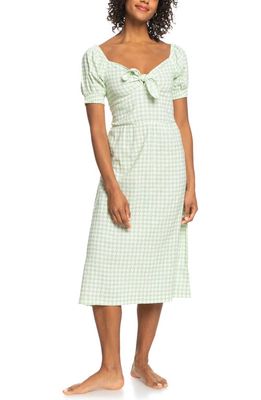 Roxy Summertime Feeling Houndstooth Tie Front Dress in Sprucetone Check It