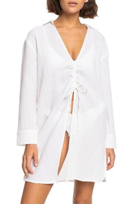 Roxy Sun & Limonade Long Sleeve Cover-Up Dress in Bright White