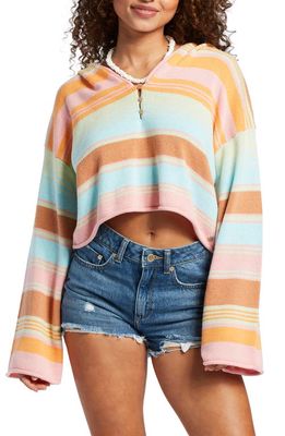 Roxy Sunbaked Shores Stripe Crop Hooded Sweater in Sunset Spectrum