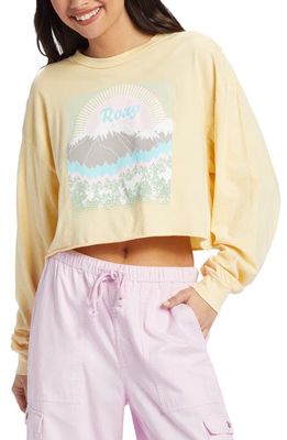 Roxy Sunny Side Up Long Sleeve Cotton Graphic Crop T-Shirt in Banana Cream