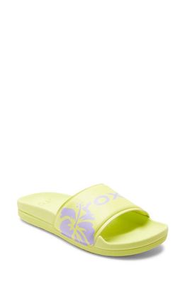 Roxy Surf Kind Kate Slippy LX Slide Sandal in Neon Yellow