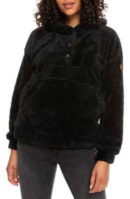 Roxy Surf Spray Faux Fur Hoodie in Anthracite