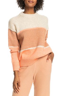 Roxy Too Far Colorblock Stripe Sweater in Tapioca