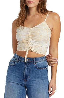 Roxy Vibrant Light Ruched Crop Tank in Tap Czy Hibiscus