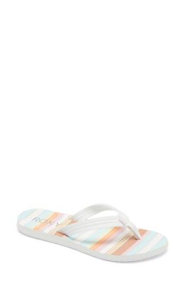 Roxy Vista Loreto Flip Flop in White/Light Blue