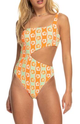 Roxy Wavy Babe One-Shoulder Cutout One-Piece Swimsuit in Ambrosia Wave Babes