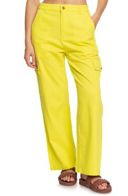 Roxy x Kate Bosworth Cotton Cargo Pants in Yellow Plum