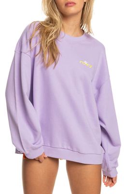 Roxy x Kate Bosworth Crewneck Organic Cotton Sweatshirt in Purple Rose