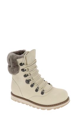 Royal Canadian Cambridge Waterproof Boot with Genuine Shearling Trim in Pale Ale White