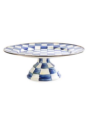 Royal Check Enamel Pedestal Platter - Large