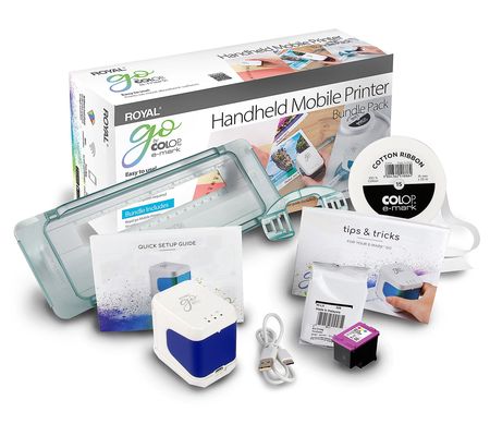 Royal GO Handheld Mobile Printer with HP Ink & Accessories