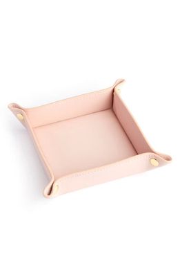 ROYCE New York Catchall Leather Valet Tray in Light Pink - Gold Foil