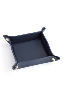 ROYCE New York Catchall Leather Valet Tray in Navy Blue